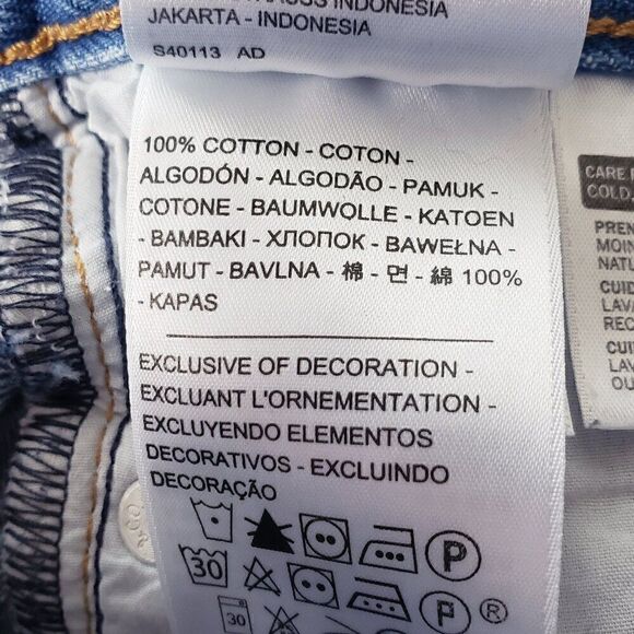 Levis Wedgie Jeans Size 27 100% Cotton Rigid Denim Distressed Medium Blue Wash - Picture 10 of 11